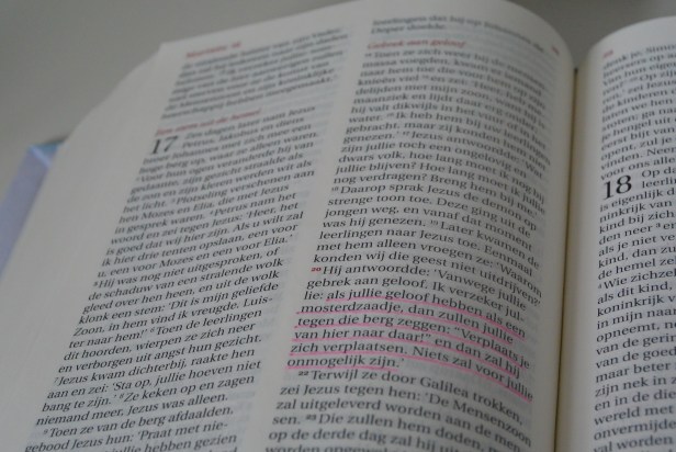 Nieuwe Bijbel vertaling Matteüs 17 vers 20